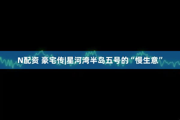N配资 豪宅传|星河湾半岛五号的“慢生意”